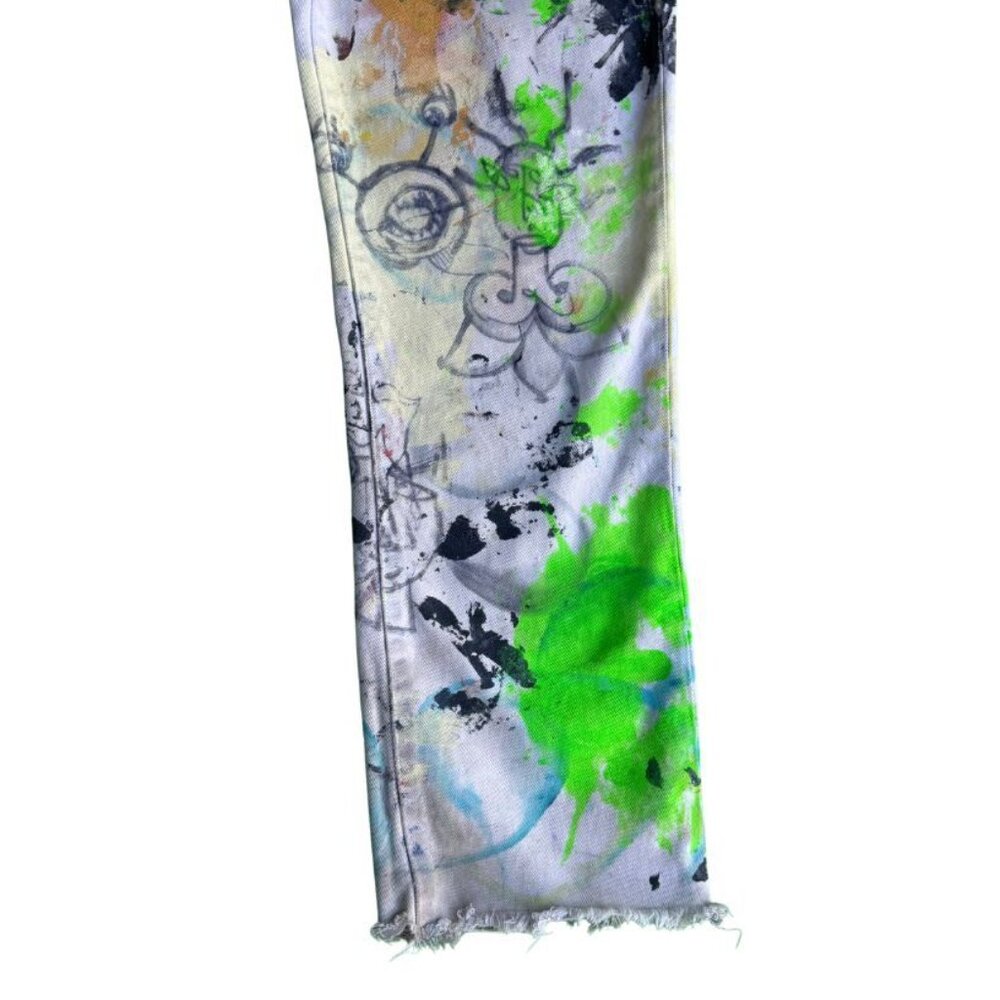Hand Painted Patchwork Denim Jeans - image 5
